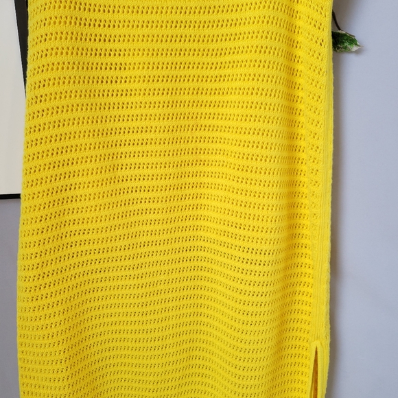 Everlane Crochet Knit Midi Skirt Lemon Yellow Organic Cotton L - Picture 6 of 14